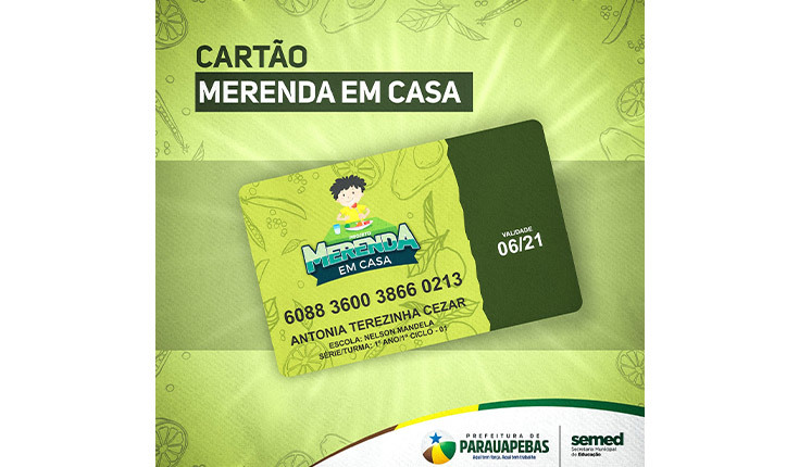 Link para agendamento da entrega do cartão Merenda em Casa já está liberado