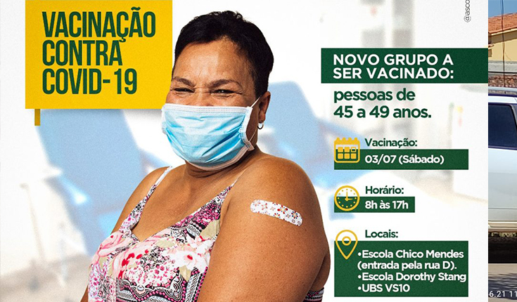 Covid-19: Pessoas com idade de 45 a 49 anos recebem a primeira dose da vacina em Parauapebas