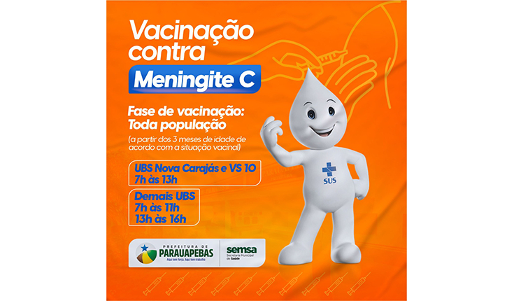 Vacinação contra Meningite C está disponível nas Unidades Básicas de Saúde