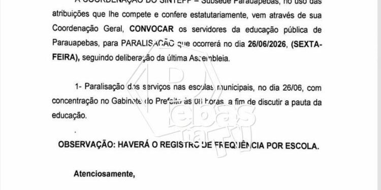 Educação de Parauapebas entra em clima de crise e servidores convocam paralisação contra gestão municipal